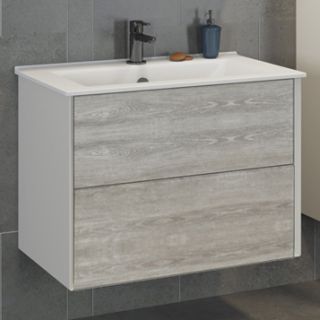 Comforty Тумба-умывальник "Женева-75" дуб белый с раковиной Comforty 75E